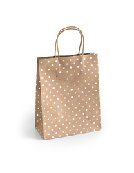 TOREBKA NA PREZENTY 25X10X20CM ARGO 257003 CIEMNOBEŻOWA ZŁOTE KROPKI PAPIER KRAFT 5SZT