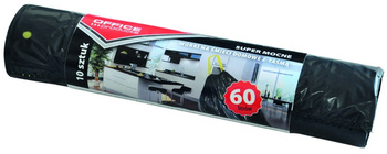 WORKI NA ŚMIECI LDPE Z TAŚMĄ OFFICE PRODUCTS CZARNE 60L 10SZT.