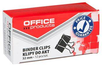 KLIPY 32MM OFFICE PRODUCTS CZARNE 12SZT