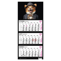 KALENDARZ WISZĄCY TRÓJDZIELNY O-PRESS ROK 2026 EKONOMICZNY KOPE2026P PIES