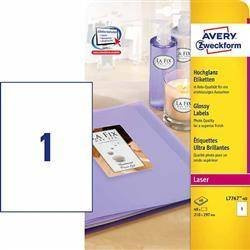 ETYKIETY SAMOPRZYLEPNE 210X297MM DO OZNACZANIA AVERY ZWECKFORM L7767-40 BIAŁE 40ARK*1SZT