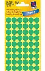 Etykiety samoprzylepne 12mm kółka do zaznaczania AVERY ZWECKFORM 3143 zielone 270 szt
