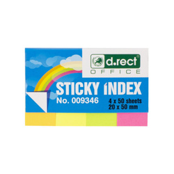 ZAKŁADKI INDEKSUJĄCE PAPIEROWE 20X50MM D.RECT MIX KOLORÓW 4X50SZT 