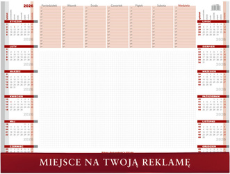 BIUWAR 550 X 410 MM TYGODNIOWY WOKÓŁ NAS ROK 2026 KB051B. LISTWA PCV BORDOWA