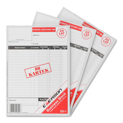 DRUK AKCYDENSOWY DOWÓD DOSTAWY A5 EMERSON DD-1 WIELOKOPIA 80 KART. 5 BL.