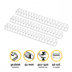 GRZBIET PLASTIKOWY 51MM FELLOWES 5350202 BIAŁY 50 SZT