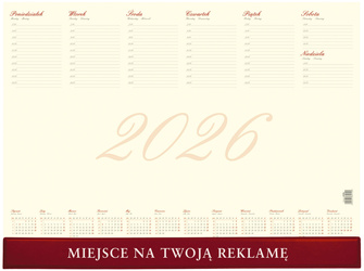 BIUWAR 550 X 410 MM TYGODNIOWY WOKÓŁ NAS ROK 2026 BUSINESS KB049K. LISTWA PVC BORDOWA