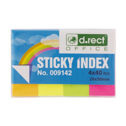 ZAKŁADKI INDEKSUJĄCE PAPIEROWE 20X50MM D.RECT MIX KOLORÓW 4X40SZT