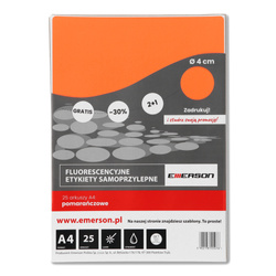 ETYKIETY SAMOPRZYLEPNE 40MM KÓŁKA EMERSON POMARAŃCZOWE 25ARK.