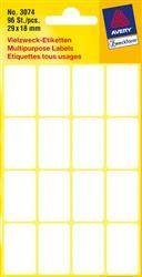 Minietykiety 29x18mm do opisu ręcznego AVERY ZWECKFORM 3074 białe 96 szt