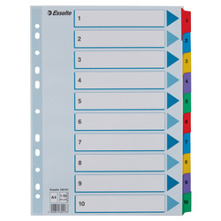 PRZEKŁADKI 1-10 A4 ESSELTE MYLAR 100161 MIX KARTON 160G