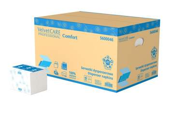 SERWETKI DWUWARSTWOWE CELULOZOWE DYSPENSEROWE VELVET 5600046 BIAŁE 150 LISTKÓW 40 SZT.