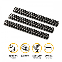 GRZBIET PLASTIKOWY 51MM FELLOWES 5350502 CZARNY 50 SZT