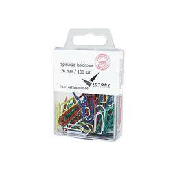 SPINACZE TRÓJKĄTNE 26MM VICTORY OFFICE PRODUCTS 66T26KM100-99 MIX KOLORÓW LAKIEROWANE W ZAWIESZANYM POJEMNIKU PLASTIKOWYM 100SZT