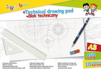 BLOK TECHNICZNY A3 GIMBOO BIAŁY 10KART