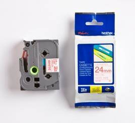 TASIEMKA ORYGINALNA CZERWONY/BIAŁE BROTHER TZE252 24MM X 8 M