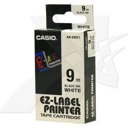 CASIO ORYGINALNY TAŚMA DO DRUKAREK ETYKIET, CASIO, XR-9WE1, CZARNY DRUK/BIAŁY PODKŁAD, NIELAMINOWANY, 8M, 9MM