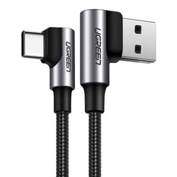 KABEL USB DO USB-C, KĄTOWY UGREEN US176, 3A, 2M (CZARNY)