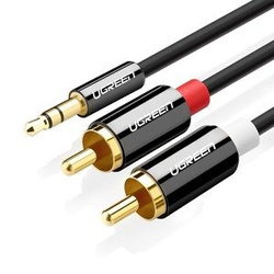 PRZEWÓD JACK DO 2RCA (CINCH) UGREEN AV116 3,5MM 1M (CZARNY)