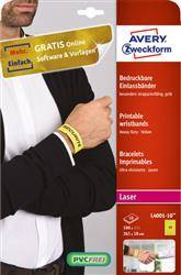 OPASKI IDENTYFIKACYJNE NA NADGARSTEK DO ZATRUKU 265X18MM AVERY ZWECKFORM L4001-10 ŻÓŁTE FOLIA POLIESTROWA 10ARK*10SZT