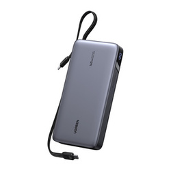 POWERBANK 25000MAH UGREEN PB552, 165W, USB + USB-C, WBUDOWANY KABEL (SZARY)