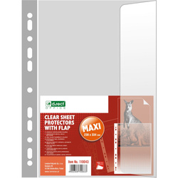 KOSZULKI KRYSTALICZNE A4 D.RECT MAXI Z KLAPKĄ 100MIC 10SZT