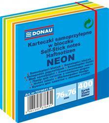 KARTECZKI SAMOPRZYLEPNE 76X76MM DONAU MIX NEON-PASTEL 400KART