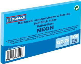 KARTECZKI SAMOPRZYLEPNE 127X76MM DONAU NEON NIEBIESKIE 100KART