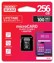 GOODRAM KARTA MICROSD 256GB CL10 UHS I + ADAPTER