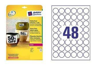 ETYKIETY ZEWNĘTRZNE 30MM OCHRONNE, ZABEZPIECZAJĄCE AVERY ZWECKFORM L4716-20 BIAŁE 20ARK*48SZT