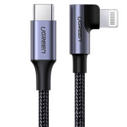 KABEL LIGHTNING DO USB-C 2.0 KĄTOWY UGREEN US305, 3A, 1.5M (CZARNY)
