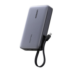 POWERBANK 20000MAH UGREEN PB551, 145W, USB + USB-C, WBUDOWANY KABEL (SZARY)