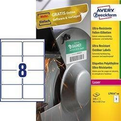 Etykiety samoprzylepne 99.1x67.7mm ochronne, zabezpieczające, polietylenowe AVERY ZWECKFORM Ultra Resistant L7914-40 białe 40ark*8szt