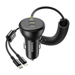 ŁADOWARKA SAMOCHODOWA 60W BASEUS USB-C + KABEL LIGHTNING (CZARNA)