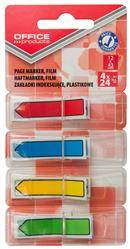 ZAKŁADKI INDEKSUJĄCE FOLIOWE 12X43MM OFFICE PRODUCTS STRZAŁKI MIX KOLORÓW 4X24 SZT