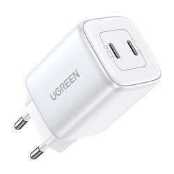 ŁADOWARKA SIECIOWA UGREEN NEXODE 45W, 2X USB-C, PD3.0, QC4.0, GAN (BIAŁY)