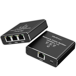QOLTEC ROZDZIELACZ SPLITTER ETHERNET MINI SWITCH 1X3 RJ45 | 1000MB/S |  USB-C | ALUMINIUM