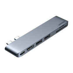 ADAPTER 6 W 1 UGREEN CM380 HUB USB-C DLA MACBOOK AIR / PRO (SZARY)