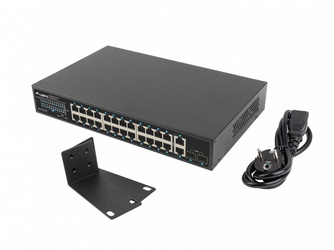 LANBERG SWITCH 24X1GB POE+ 2XGB 2X RACK 19'' GIGABIT ETHERNET 250W