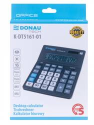 KALKULATOR BIUROWY 201X155X35MM DONAU TECH OFFICE CZARNY SOLARNE+BATERIA