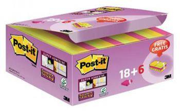 KARTECZKI SAMOPRZYLEPNE 47,6X47,6MM 3M POST-IT® SUPER STICKY 622-P24SSCOL MIX KOLORÓW (18+6)X90 KART