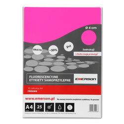 ETYKIETY SAMOPRZYLEPNE 40MM KÓŁKA EMERSON RÓŻOWE 25ARK.