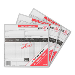 DRUK AKCYDENSOWY FAKTURA VAT 3/4 A4 EMERSON FV-1 1+1 80 KART. 5 BL.