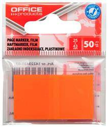 ZAKŁADKI INDEKSUJĄCE FOLIOWE 25X43MM OFFICE PRODUCTS POMARAŃCZOWE 50 SZT