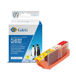 G&G KOMPATYBILNY INK / TUSZ Z CLI551Y XL, YELLOW, 10,2ML, ML NP-C-0551XLY, HIGH CAPACITY, CANON PIXMA IP7250, MG5450, MG6350, MG75