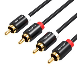 KABEL AUDIO 2XRCA MĘSKI DO 2XRCA MĘSKI VENTION VAB-R06-B200 2M (CZARNY)