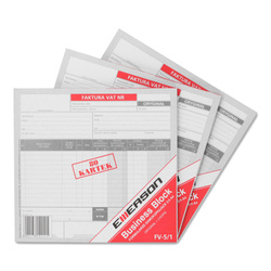 DRUK AKCYDENSOWY FAKTURA VAT 3/4 A4 EMERSON FV-5 1+2 80 KART. 5 BL.