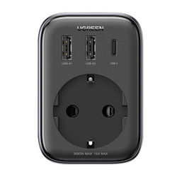 ŁADOWARKA SIECIOWA Z GNIAZDEM AC, 2X USB, USB-C UGREEN CD314, 30W (CZARNA)