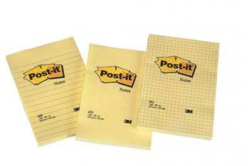 KARTECZKI SAMOPRZYLEPNE 102X152MM 3M POST-IT® 662 ŻÓŁTE W KRATKĘ 100 KART