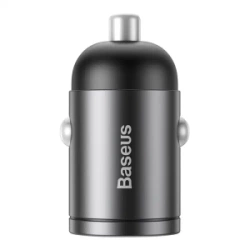 Mini ładowarka samochodowa Baseus Tiny Star, USB, QC 3.0, 30W (szara)